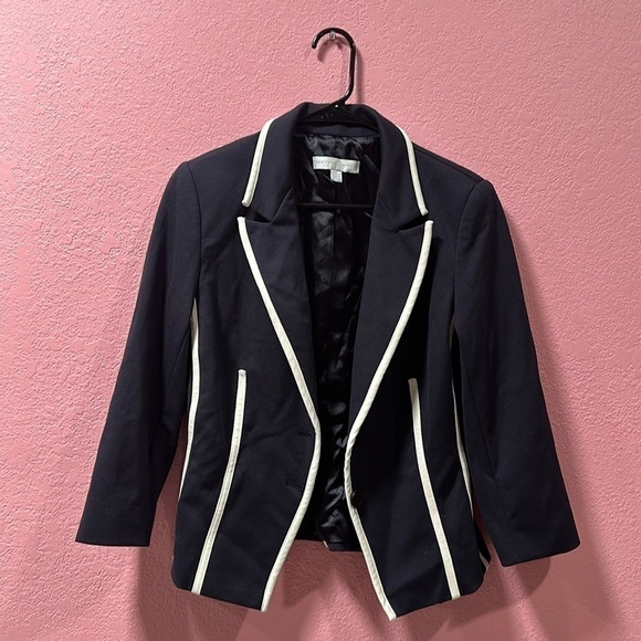 New York & Company Jackets & Blazers - NEW YORK & COMPANY Navy/White Quarter Sleeve Women’s Blazer Size M